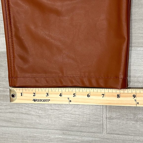 Abercrombie & Fitch The ‘90s Straight Ultra High Rise Faux Leather Pants Brown - Picture 15 of 16
